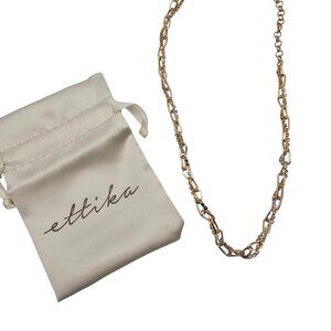 Ettika 18K Gold Plated Chunky Chain Intertwined Rustic Chic Boho Necklace NWT